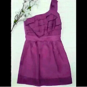 Laila purple silk one shoulder layered dress